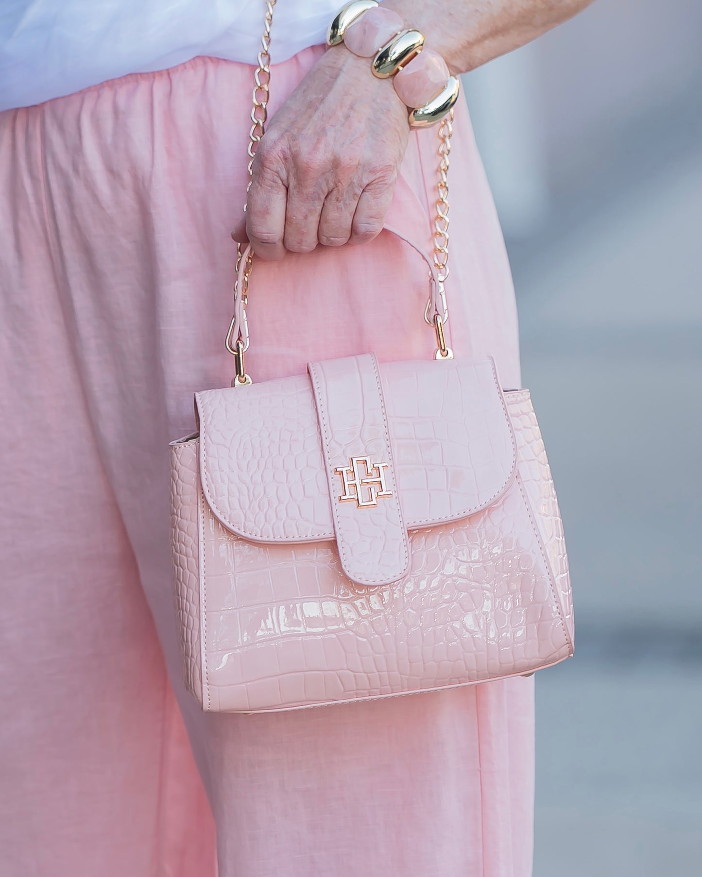 Tucker Handbag Blush Patent EC
