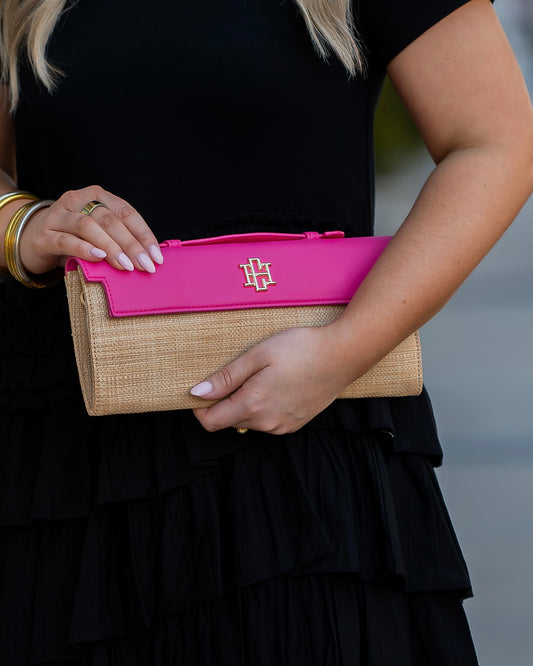 Betty Clutch Natural Hot Pink