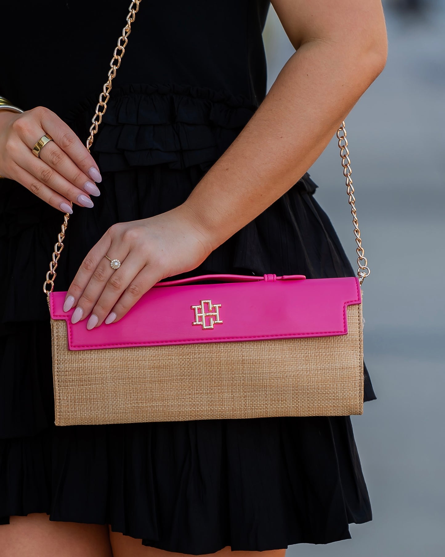Betty Clutch Natural Hot Pink