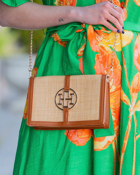 Cecilia Circle Logo Handbag Natural Saddle