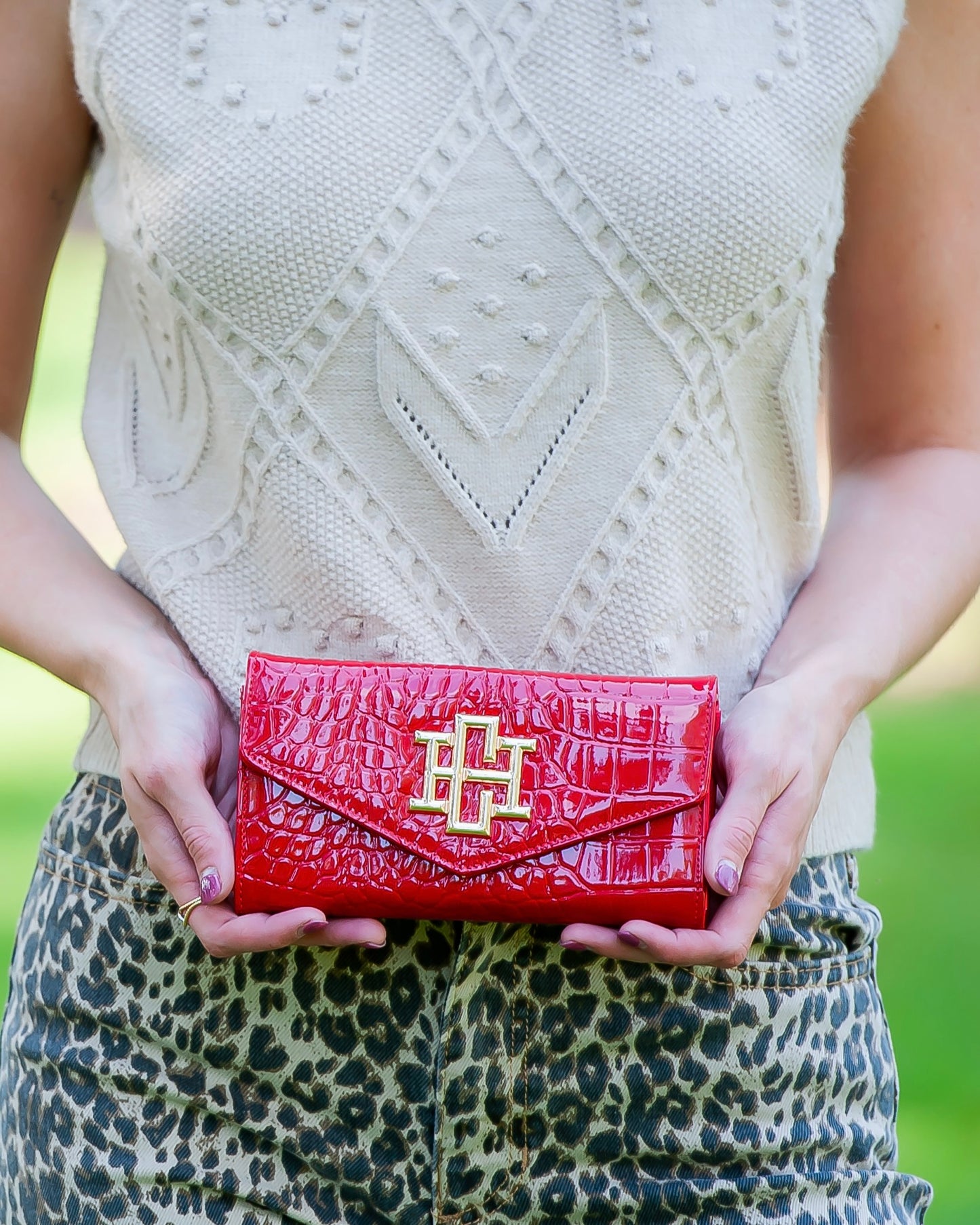 Carlington Clutch/Crossbody Red Patent EC