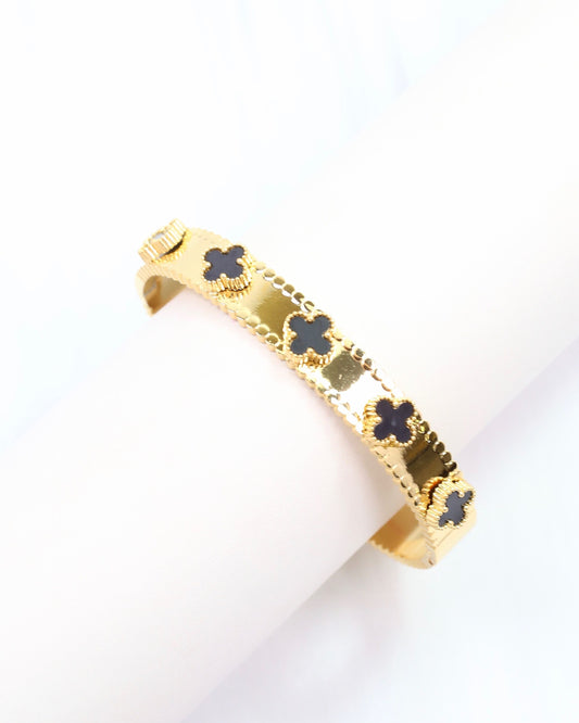 Amal Clover Bangle Bracelet Black