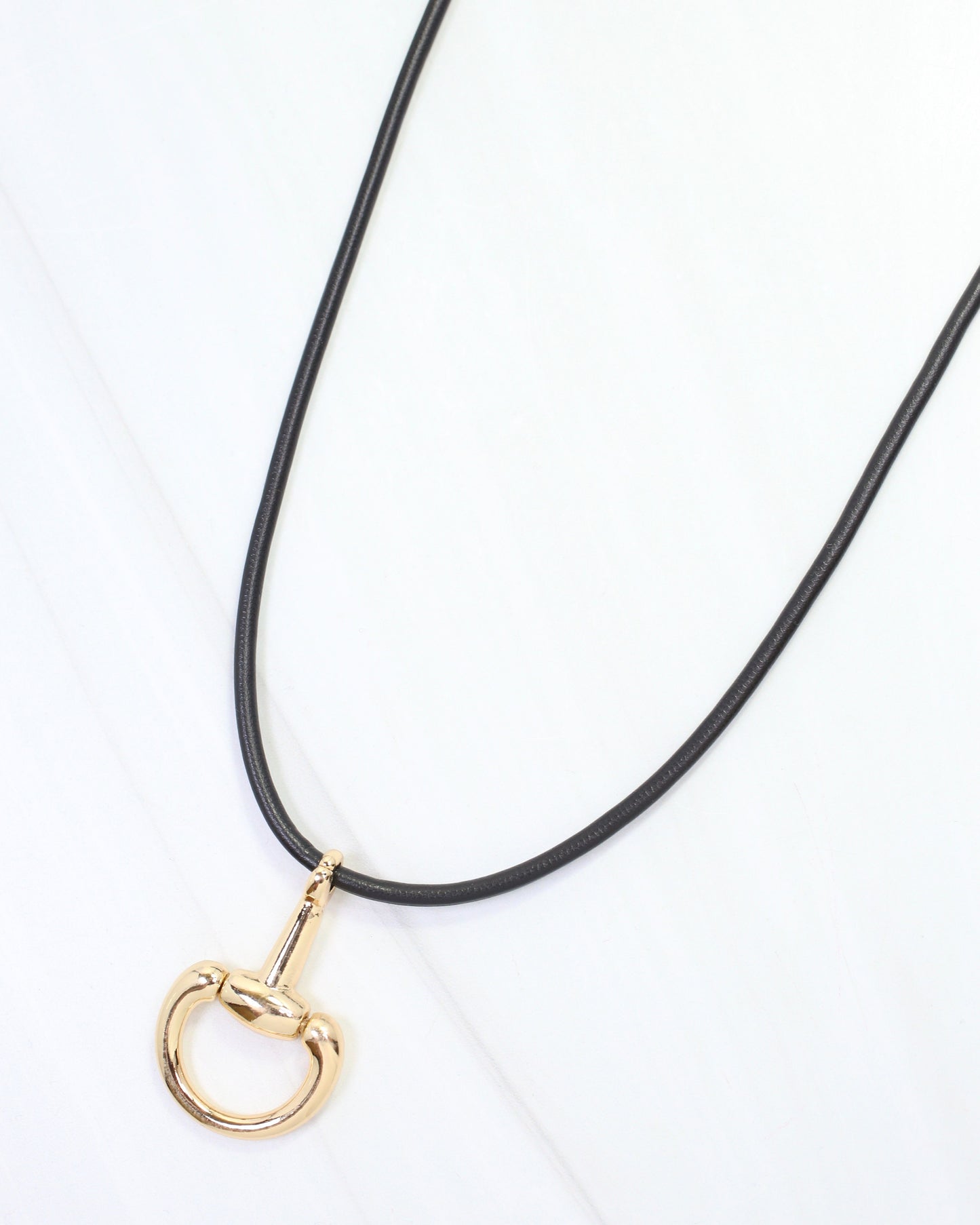 Finley Horsebit Cord Necklace Black