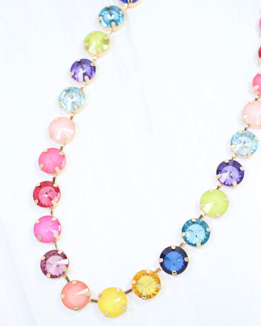 Shalimar Large Rhinestone Necklace Rainbow