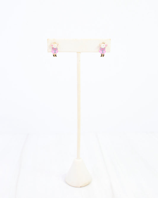 Merry Mouse King Stud Earring Pink