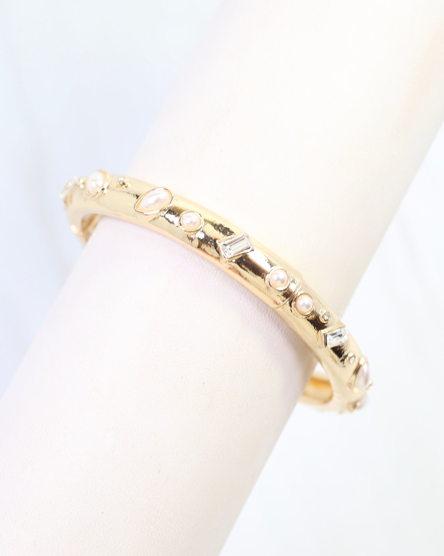 Kinsey Pearl and CZ Stretch Bracelet Gold