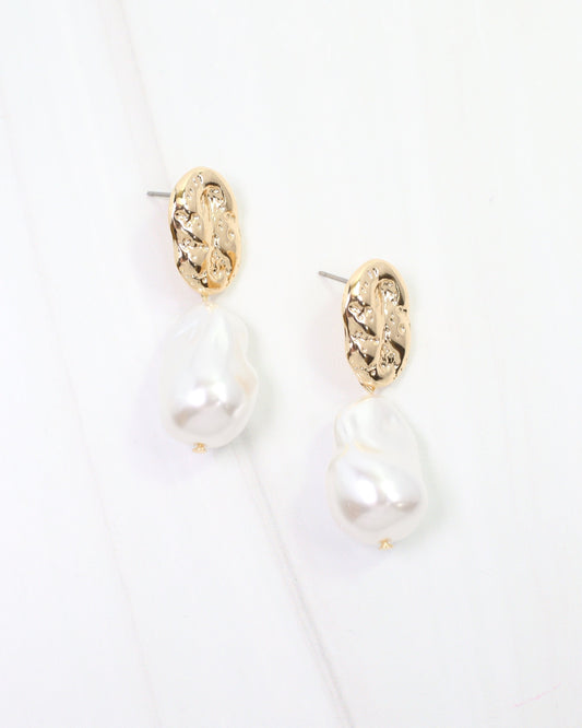 Lumberton Baroque Pearl Drop Earring Gold