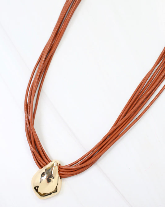 Danville Corded Necklace with Pendant Brown