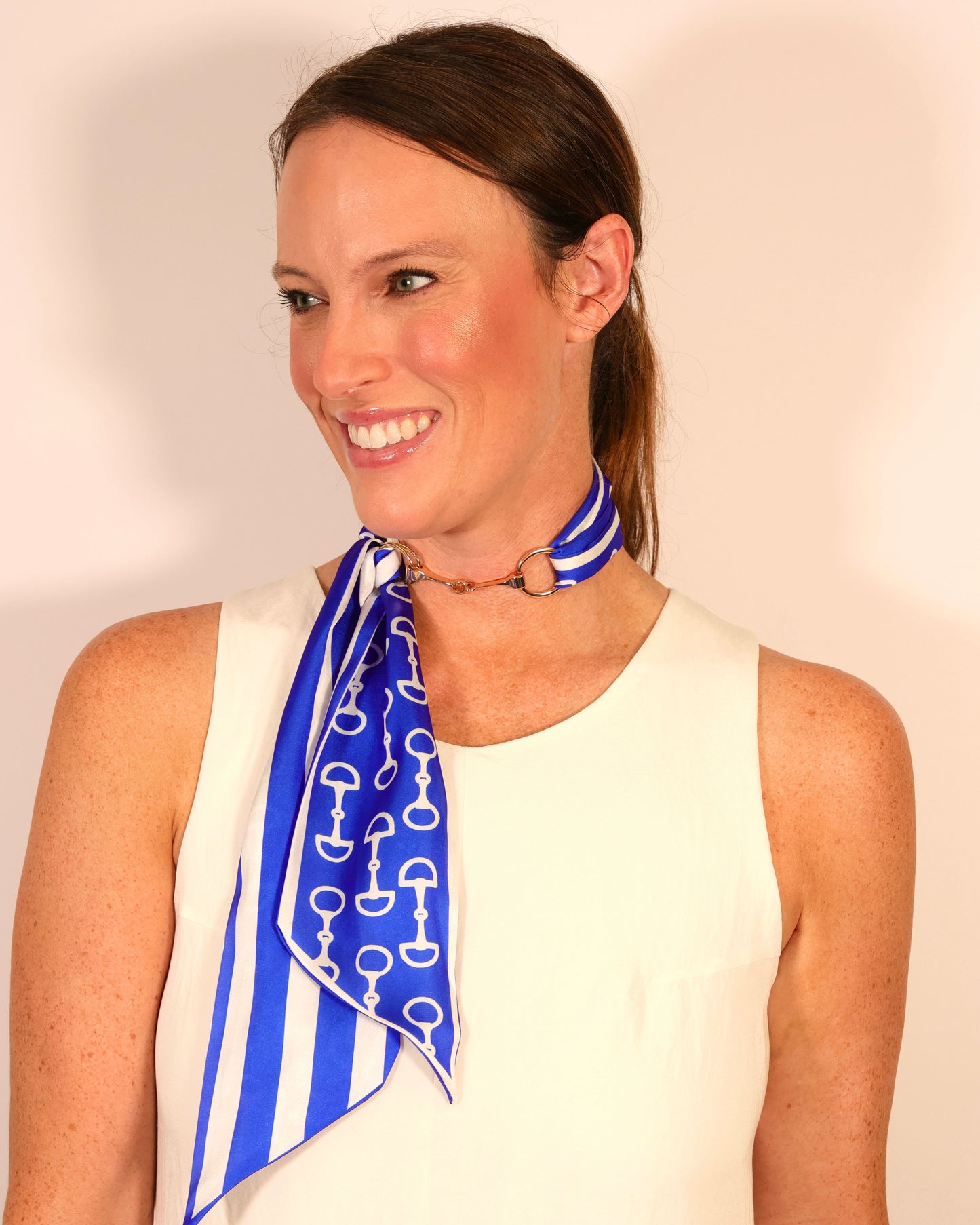 Ila Horsebit Scarf Necklace Blue White