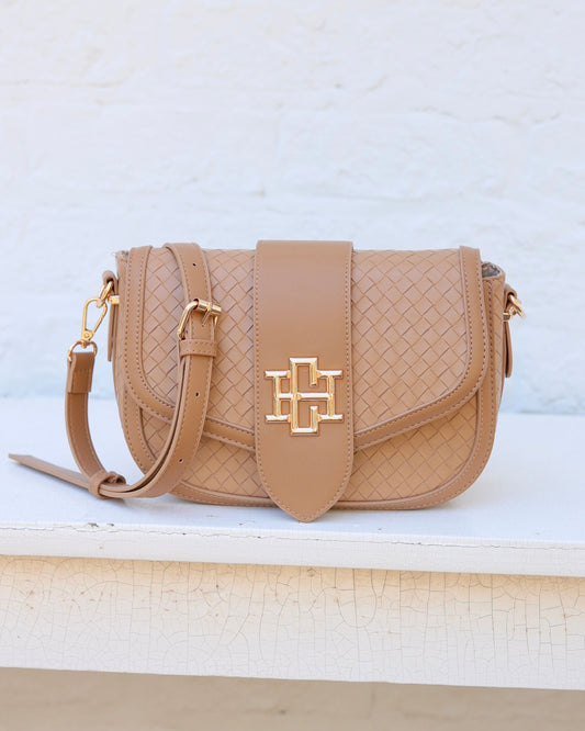 Griffin Crossbody Bag Woven Tan