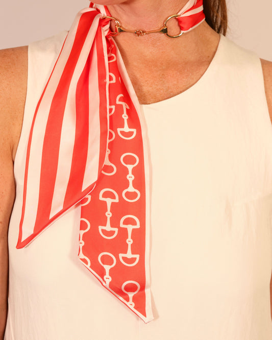 Ila Horsebit Scarf Necklace Red White