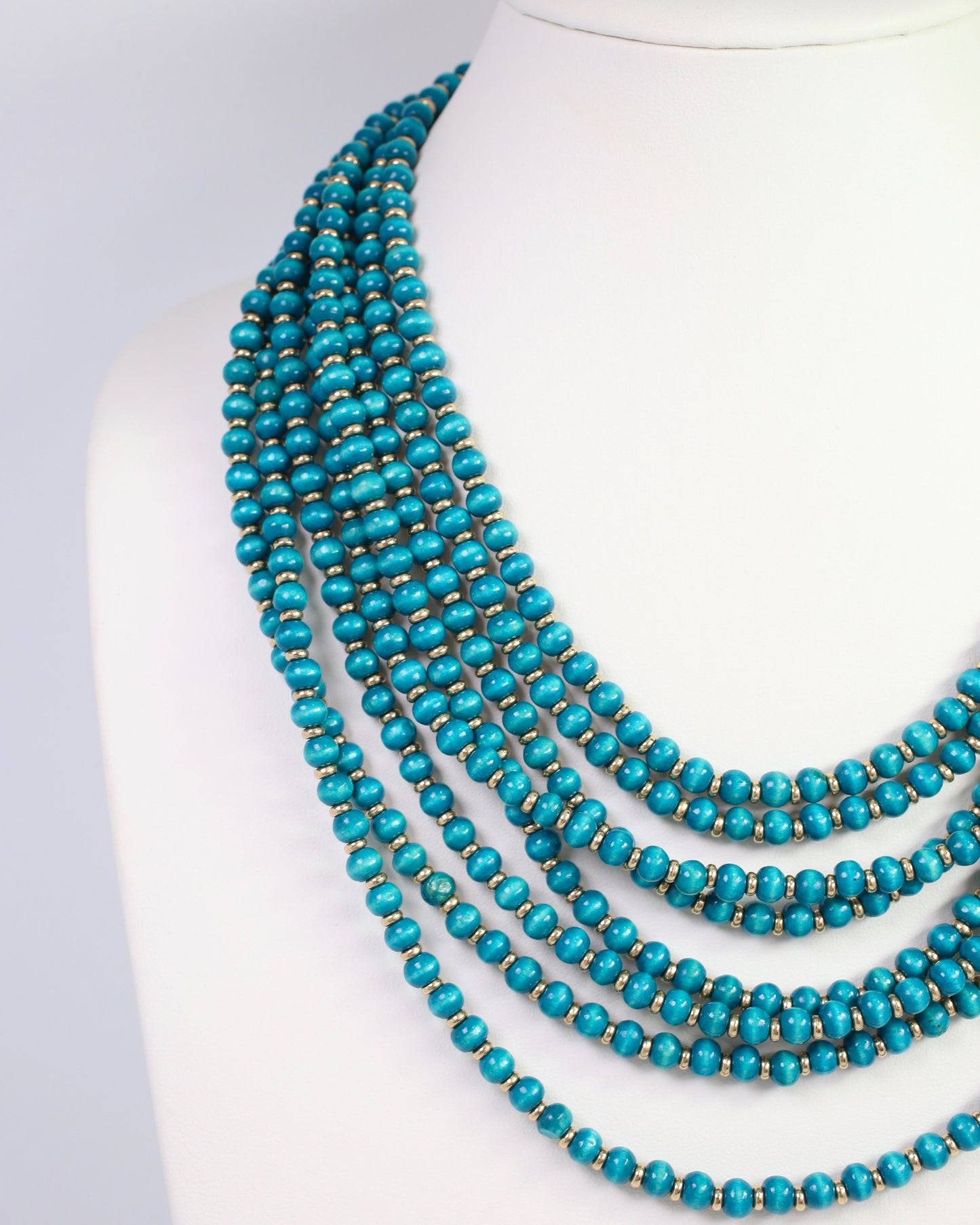 Eleodora Wooden Bead Layered Necklace Teal