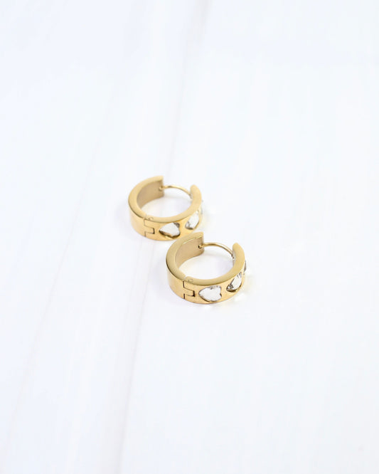 Luci CZ Heart Hoop Earring WP Gold