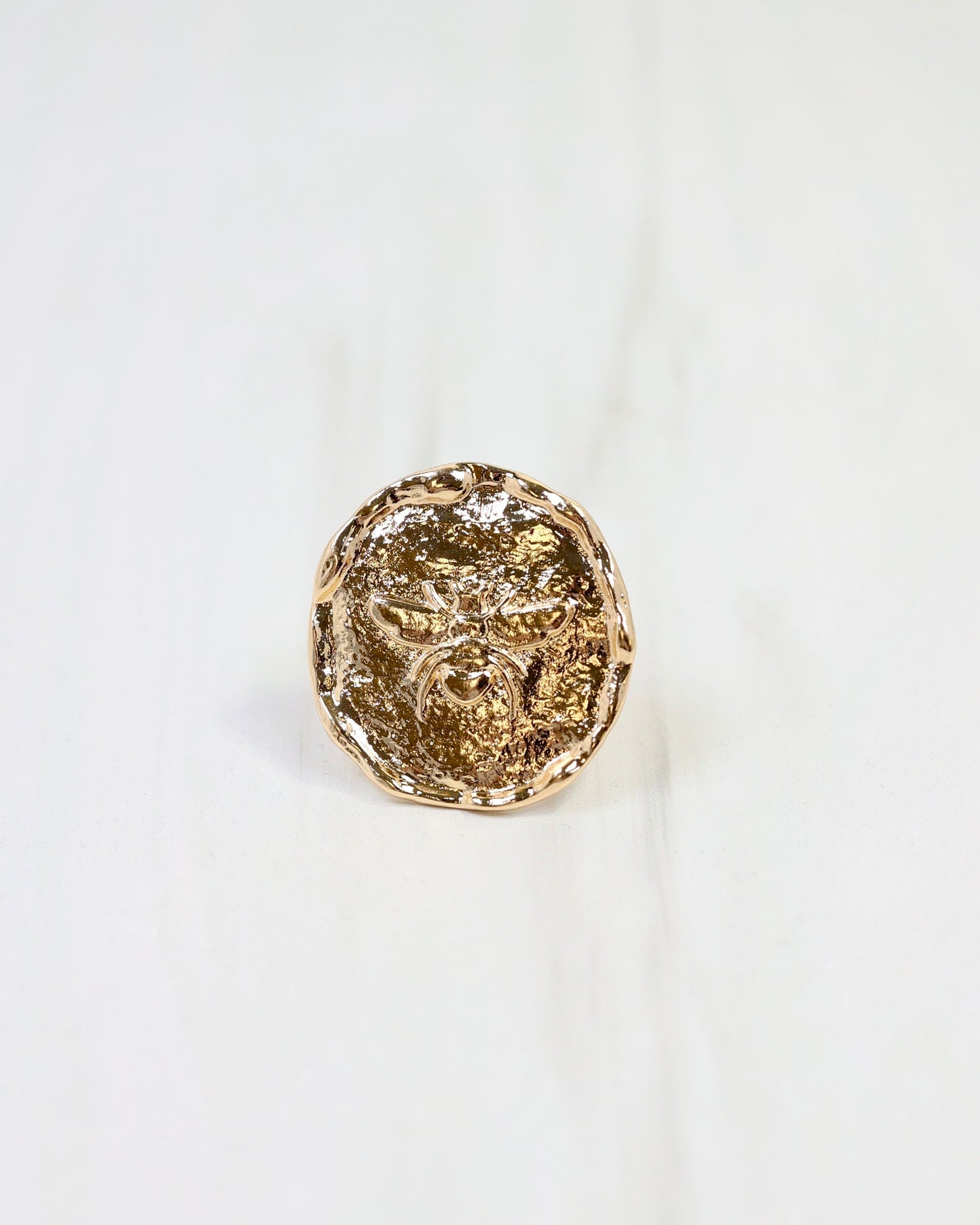 Ravenbrook Bee Coin Scarf Ring Gold