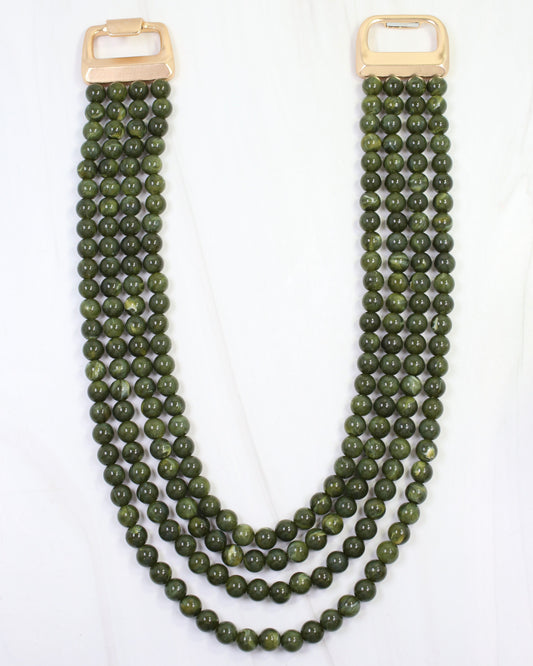 Micah Beaded Buckle Necklace Olive