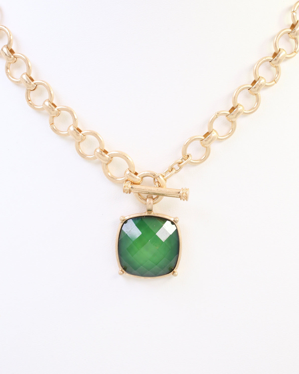 Duchess Faceted Stone Pendant Necklace Green