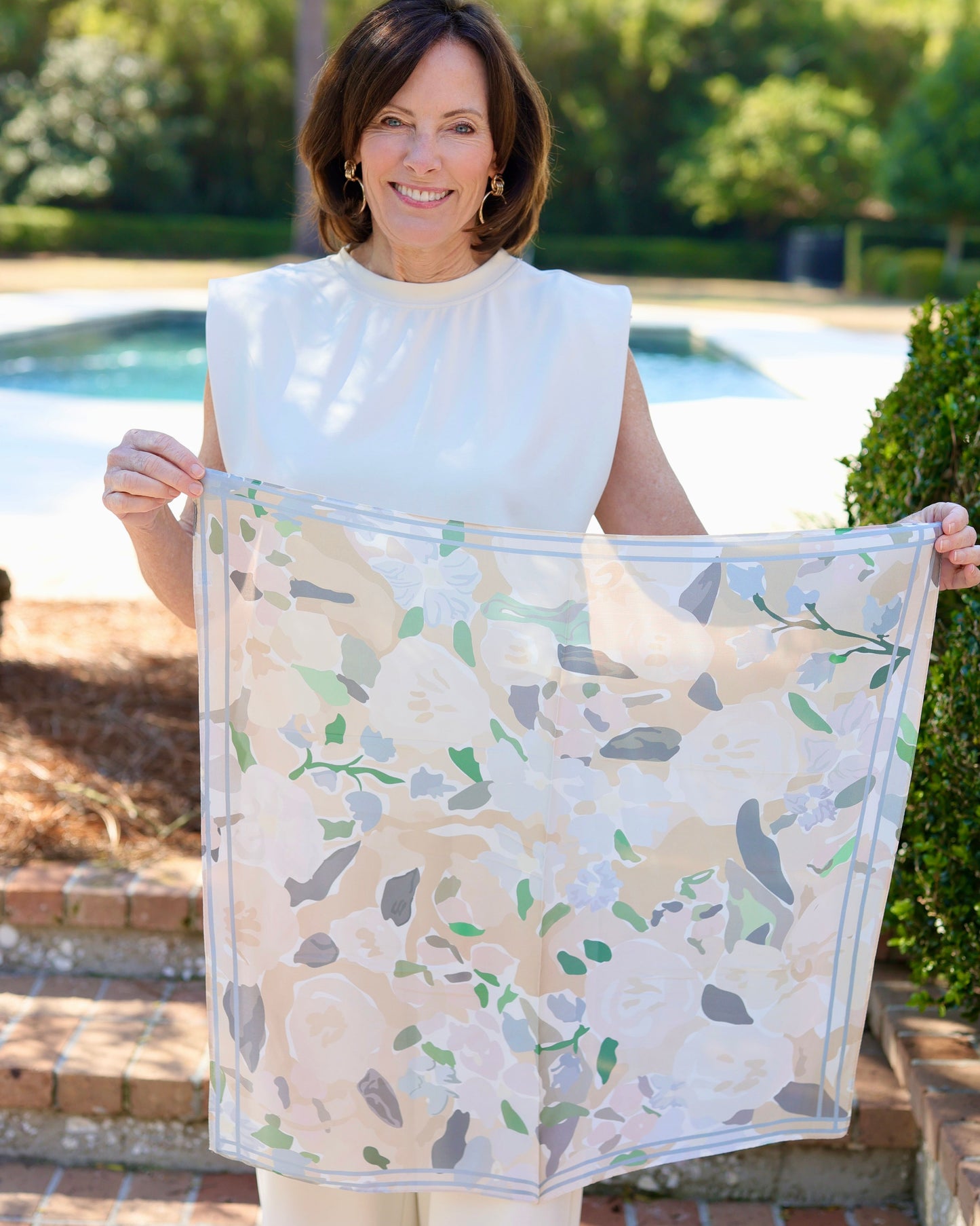 Wellford Garden Print Scarf Sand