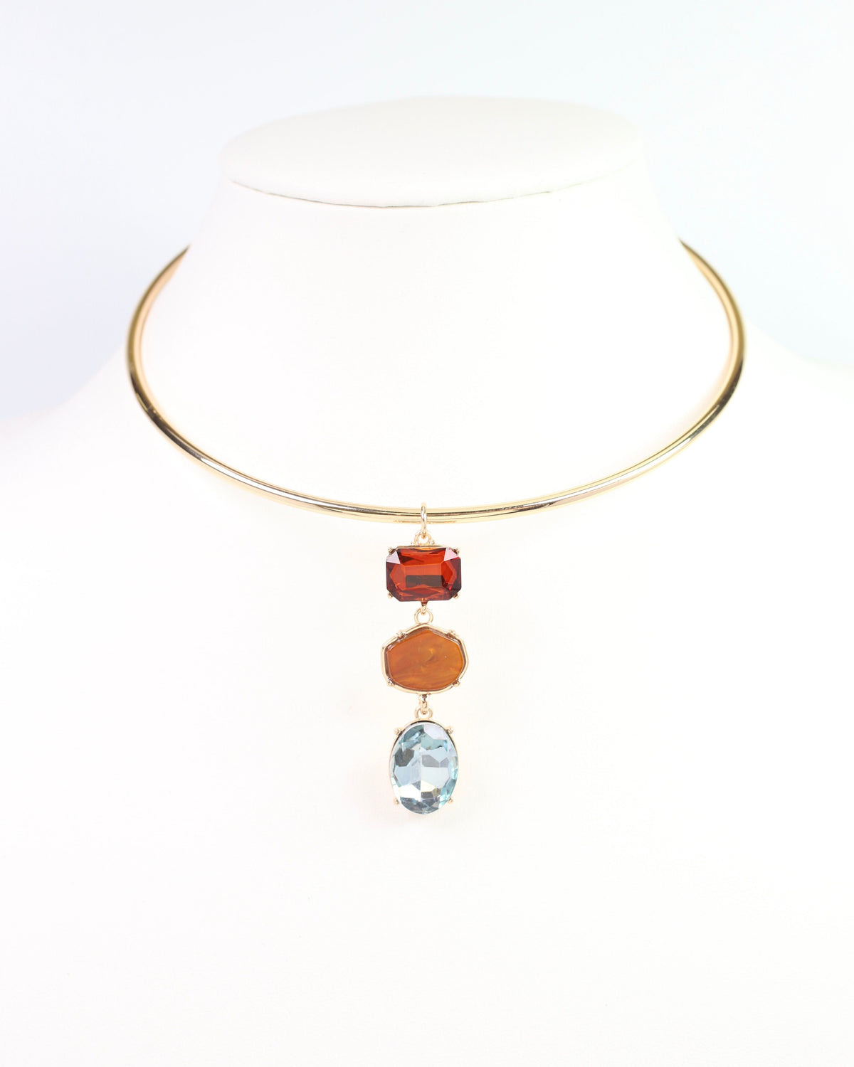 Sierra Rhinestone Pendant Collar Necklace TPZ DK MUL