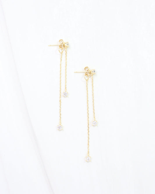 Ava CZ Linear Drop Earring WR Gold