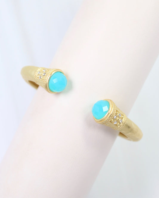 Colette Hammered Hinged Cuff Bracelet Aqua