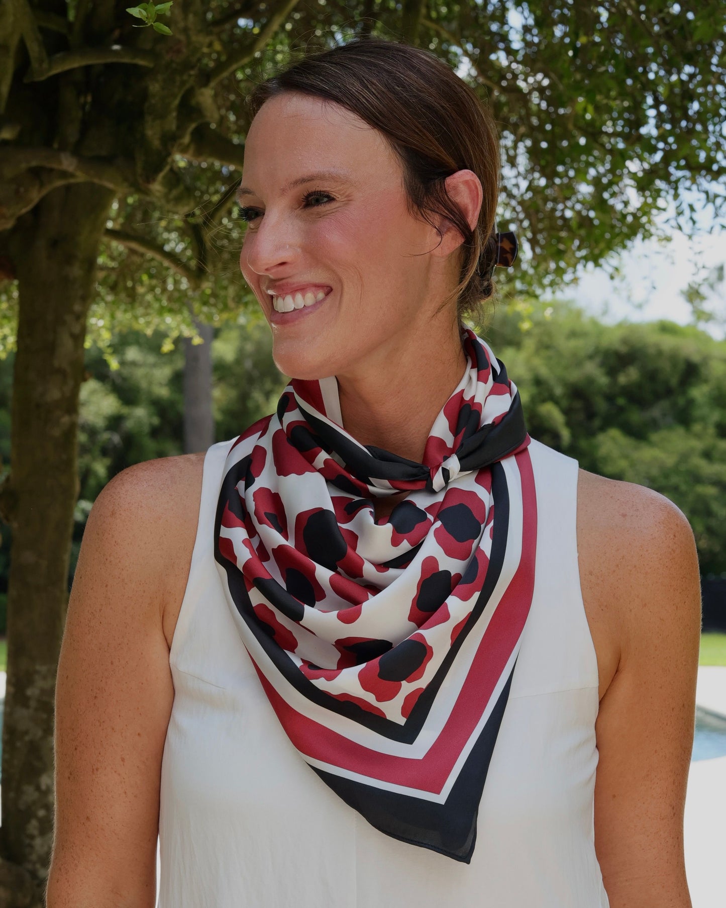 Meredith Spotted Scarf Large Garnet Black