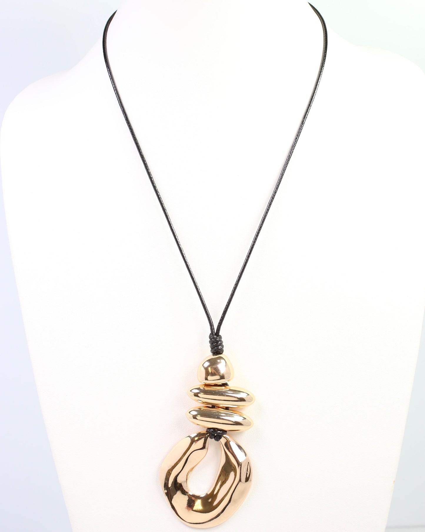 Hopkinsville Long Cord Necklace with Large Pendant Gold