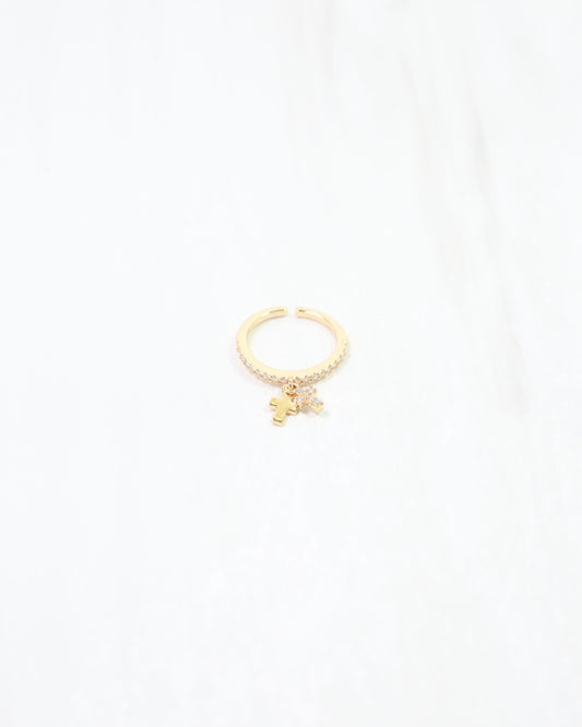 Royce Cross Adjustable Ring WP Gold