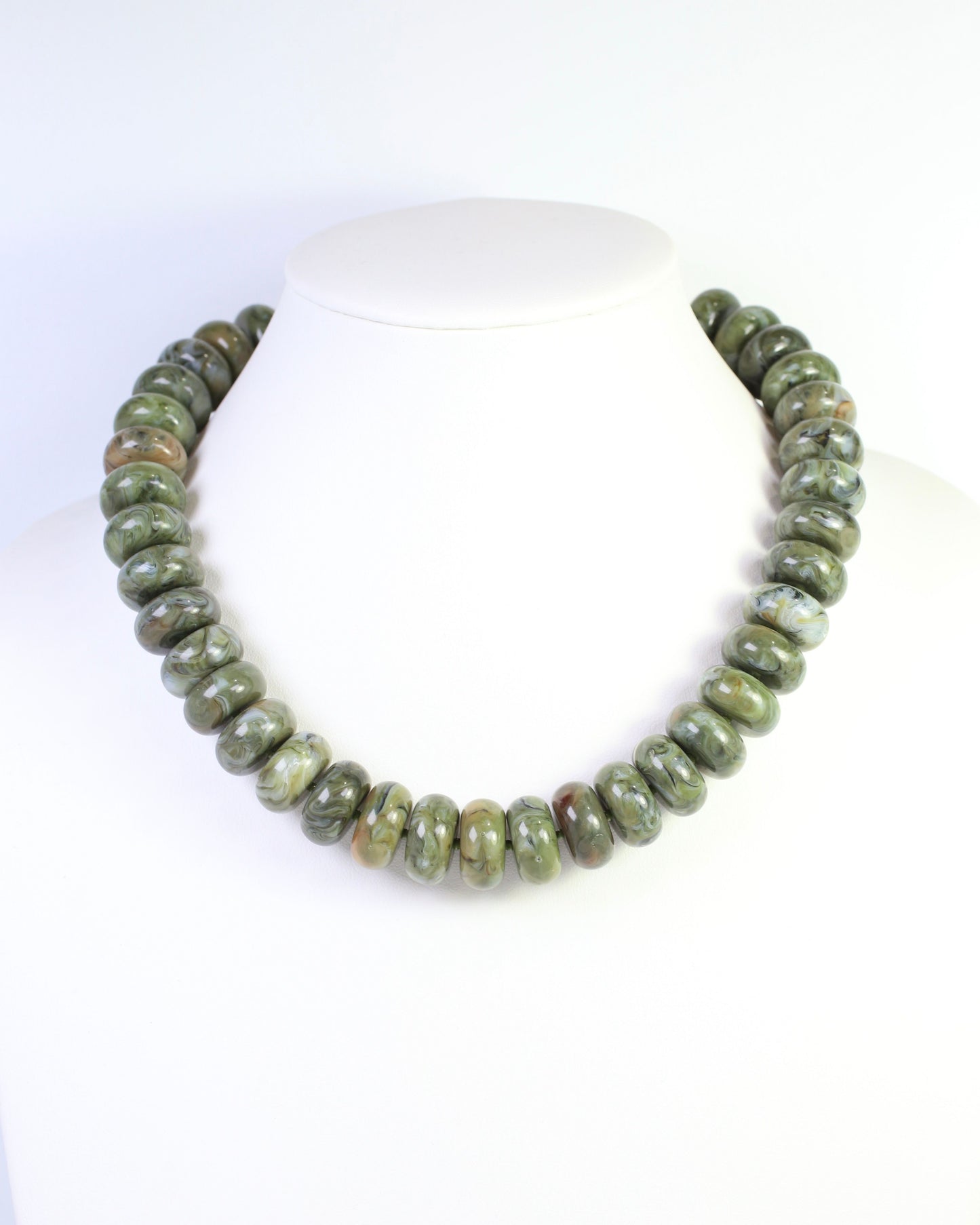 Pipestone Marble Beaded Necklace Olive