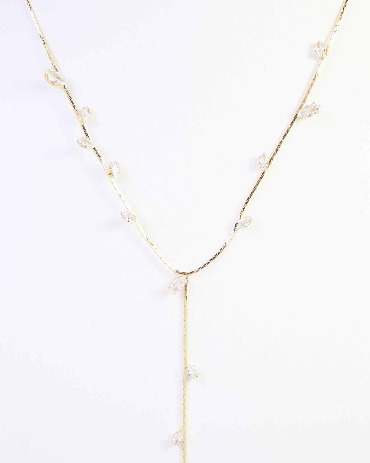 Lina Rhinestone Y Necklace Gold