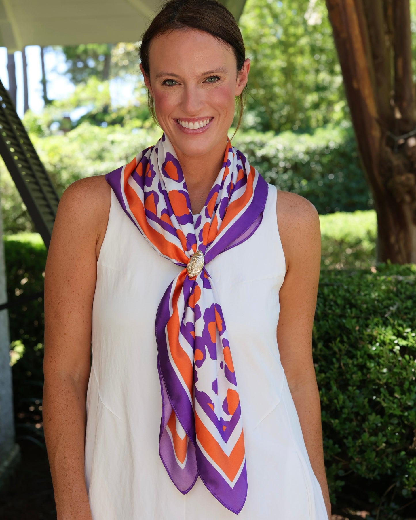 Meredith Spotted Scarf Large Purple Orange