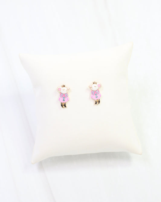 Merry Mouse King Stud Earring Pink