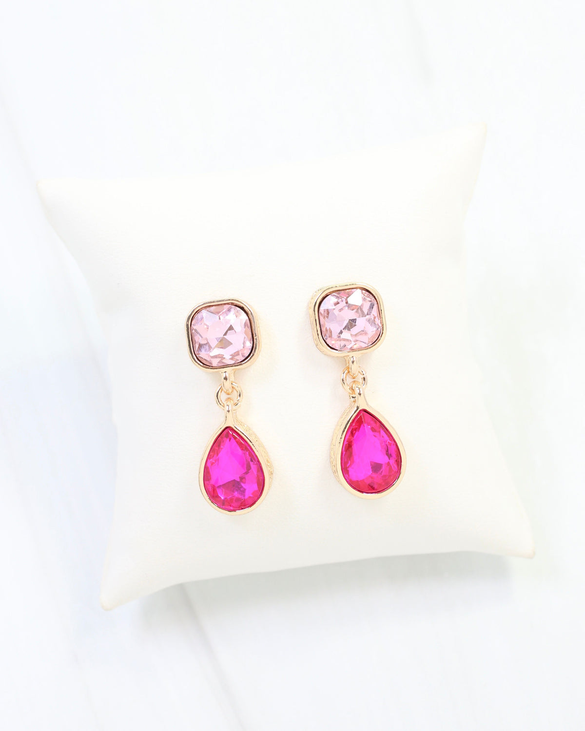 Roxanne Rhinestone Drop Earring Fuchsia