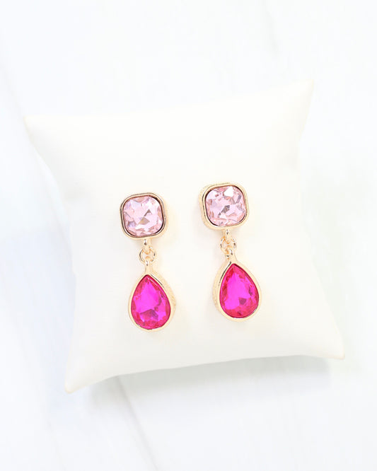 Roxanne Rhinestone Drop Earring Fuchsia