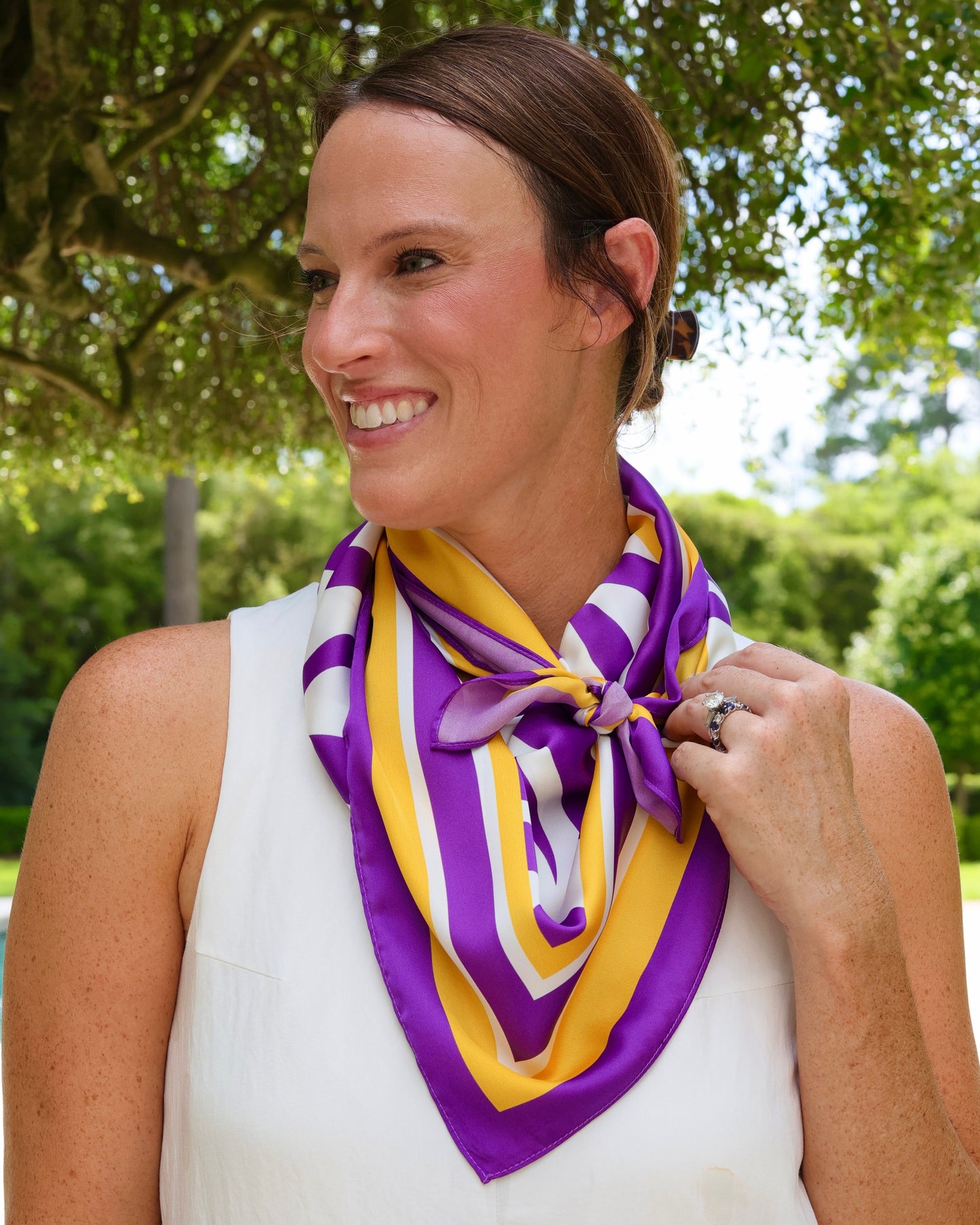 Harper Striped Scarf Large Purple Gold