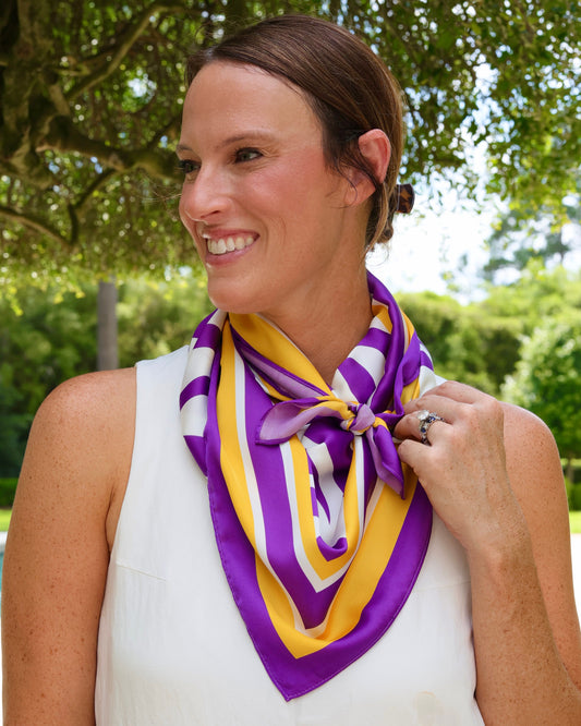 Harper Striped Scarf Large Purple Gold