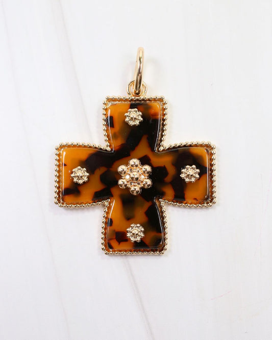 Carol Large Cross Charm Tortoise