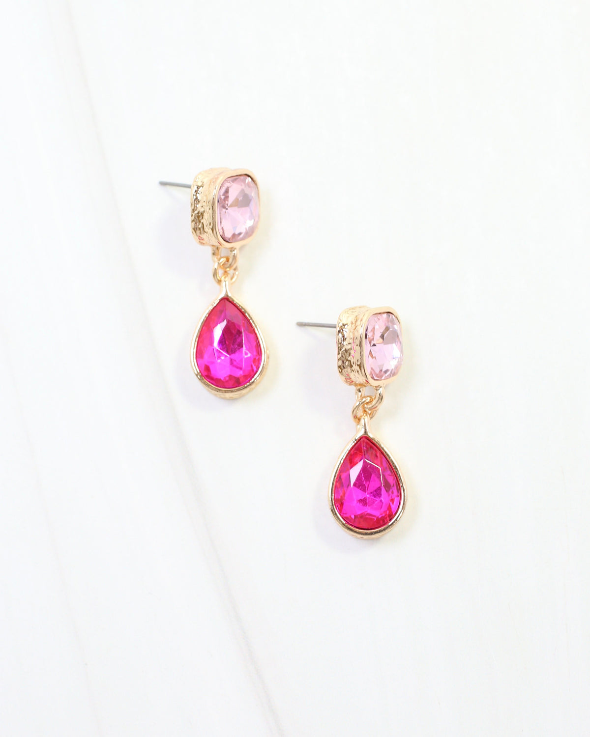 Roxanne Rhinestone Drop Earring Fuchsia
