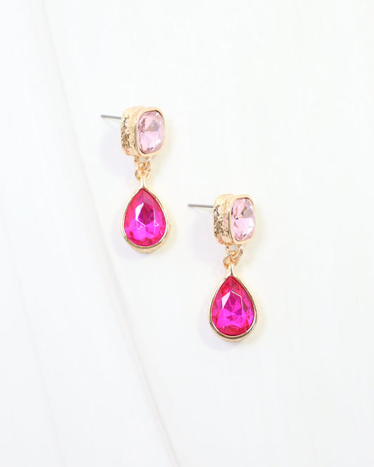 Roxanne Rhinestone Drop Earring Fuchsia