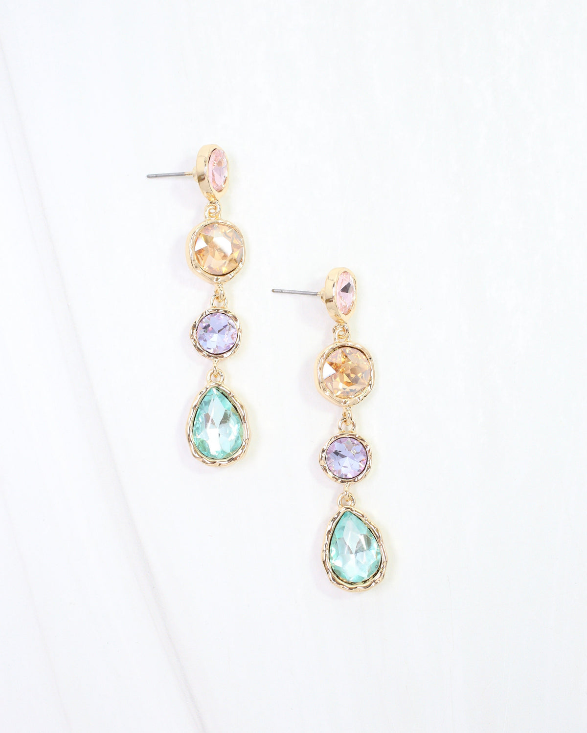 Sailish Linear Crystal Dangle Earring Lavender Multi