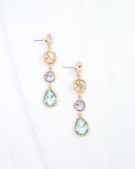 Sailish Linear Crystal Dangle Earring Lavender Multi