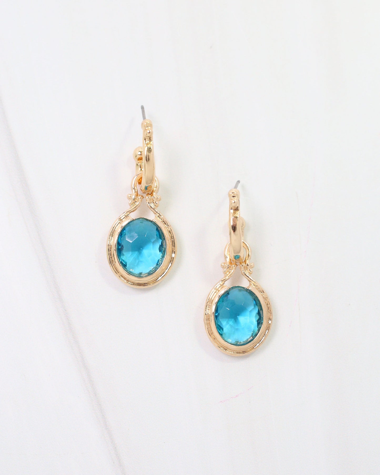 Medford Circular Drop Hoop Earring Aqua