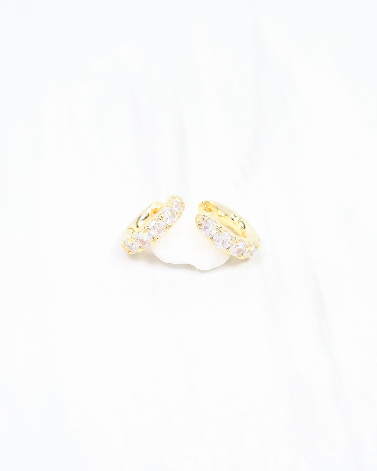 Sonya CZ Lined Huggie Hoop Earring WR Gold