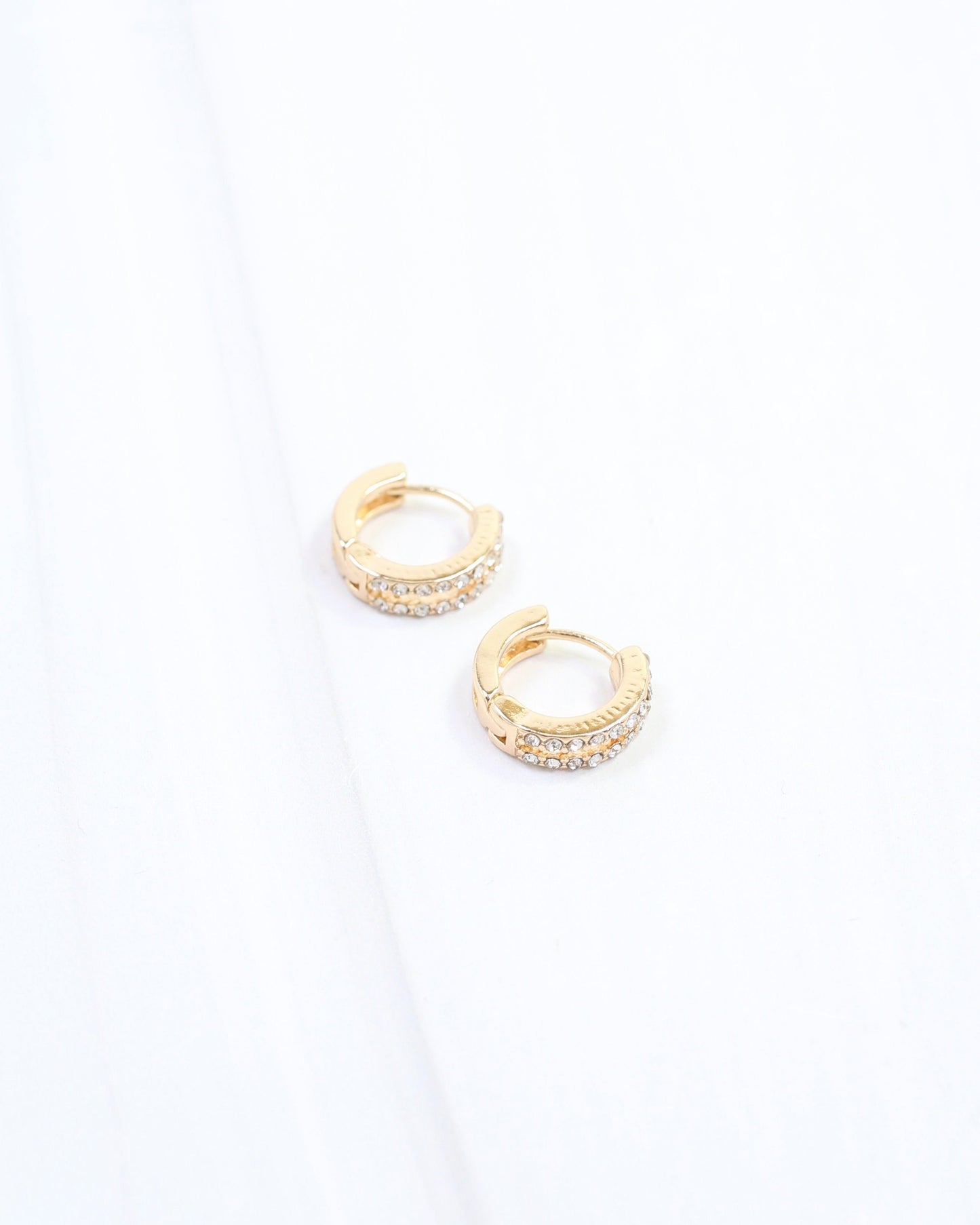 Kacey Double Row CZ Huggie Earring Gold