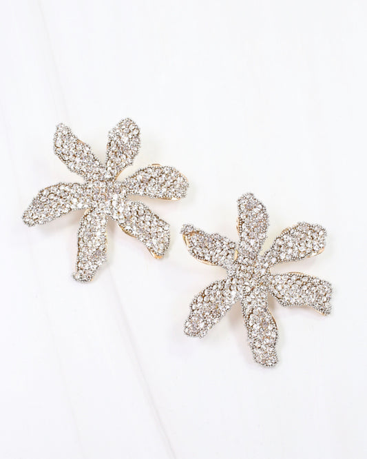 Vicenza Rhinestone Flower Post Earring Gold Silver