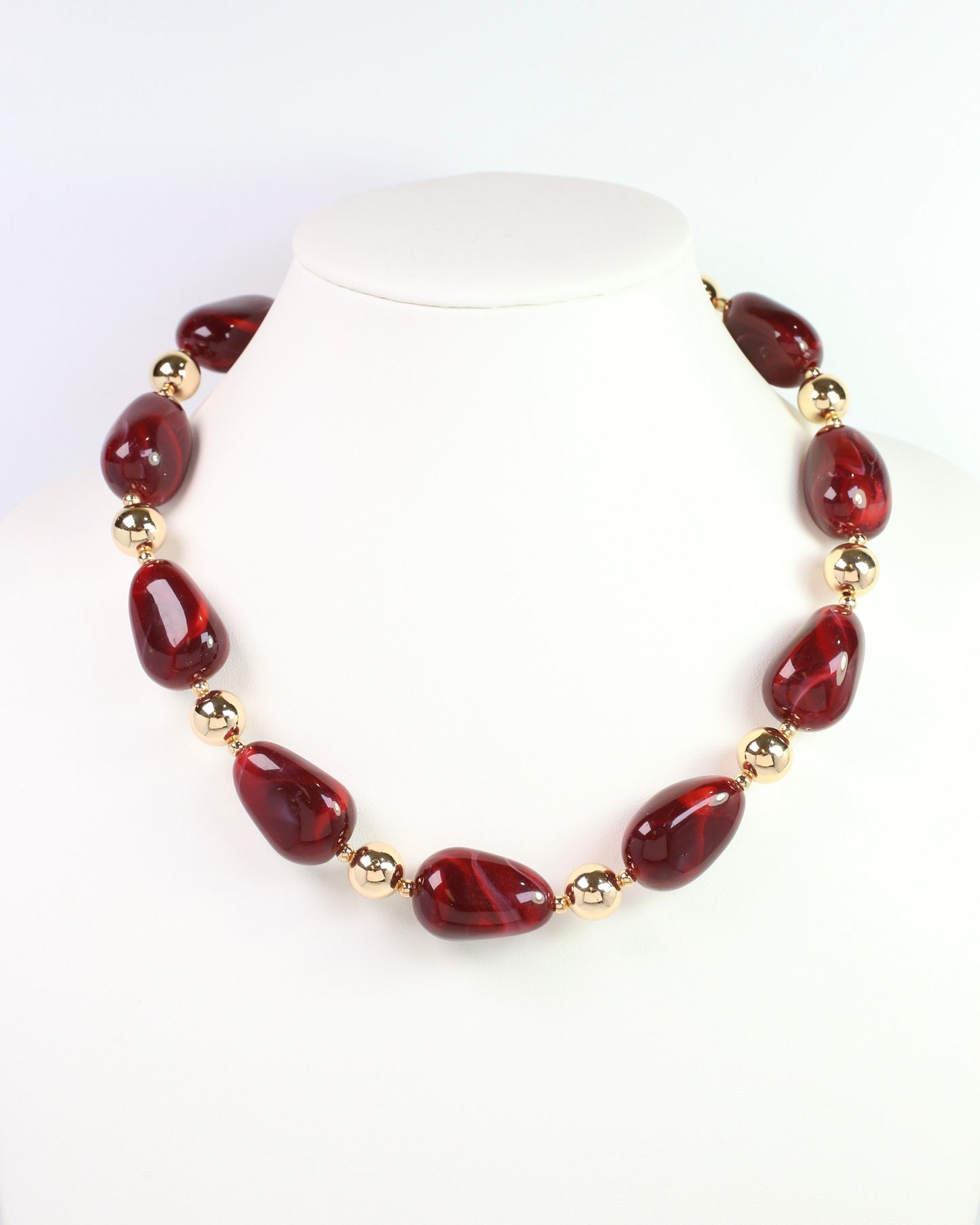 Giana Swirl Beaded Necklace Garnet