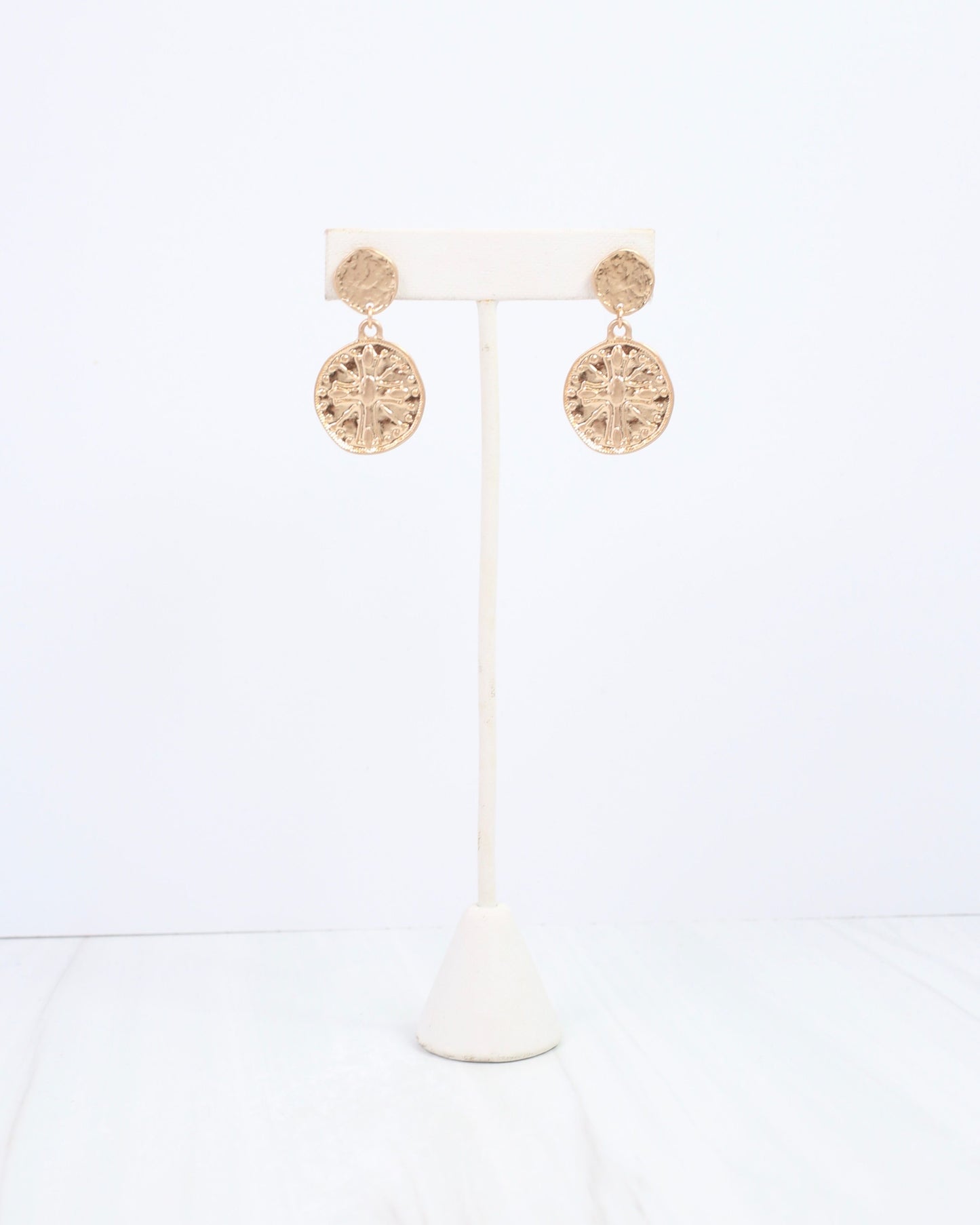 Forster Coin Drop Earring Worn Gold