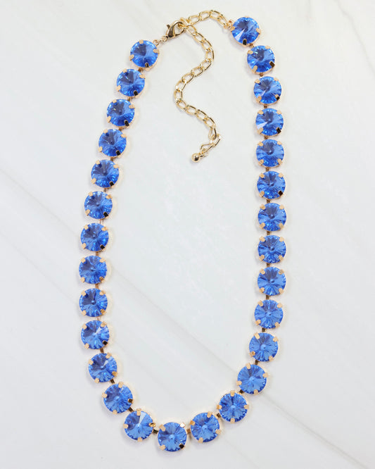 Harper Medium Rhinestone Necklace Sapphire