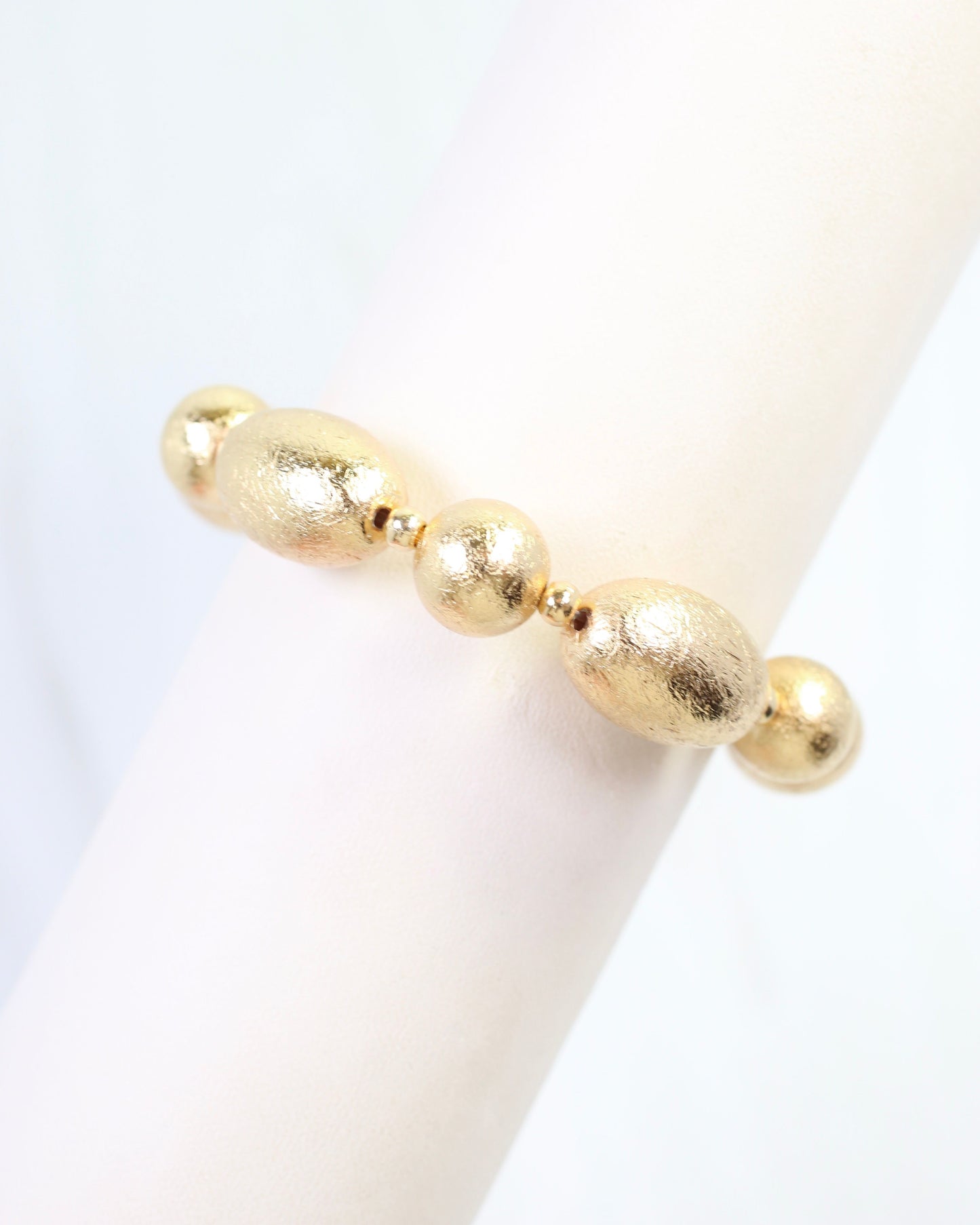 Leena Textured Bead Stretch Bracelet Gold