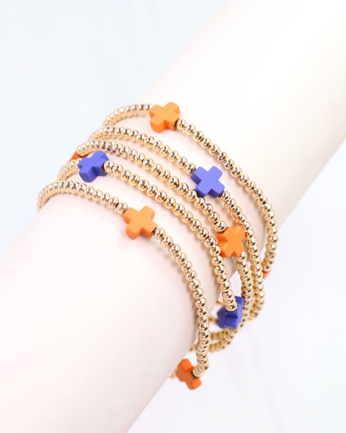 Brittany Cross Bracelet Set Orange Blue