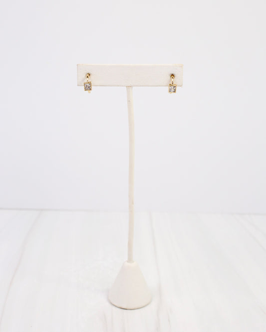 Bellevue Square CZ Hoop Earring WR Gold